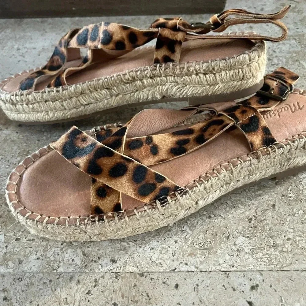 NWOB Madewell Malia Asymmetrical Espadrille Sandal calf Hair - Picture 5 of 8
